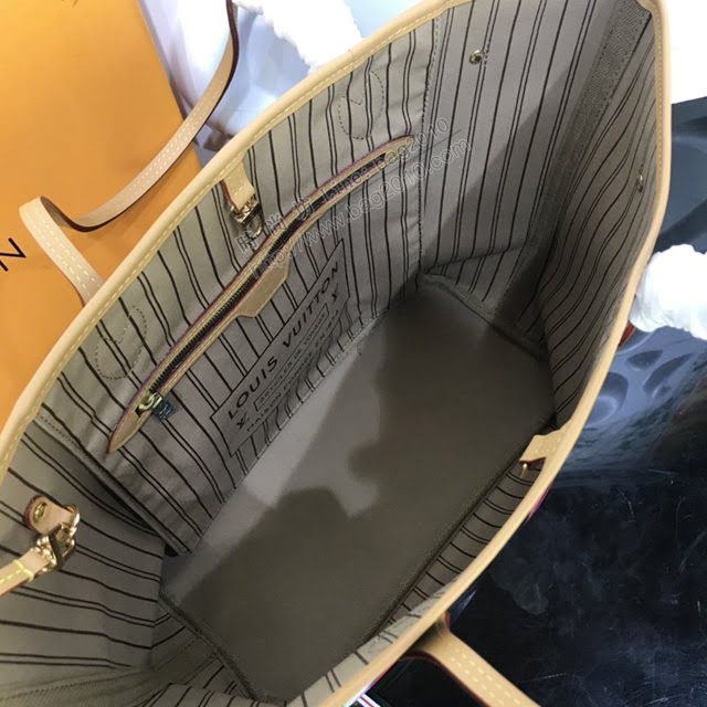 lv新款包包 路易威登Neverfull中號手袋 2021早春系列紙牌花色字母購物袋 M57452  ydh3838